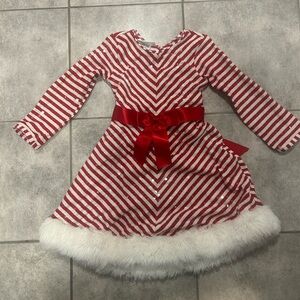 Bonnie Jean Red and White Striped Holiday Dress